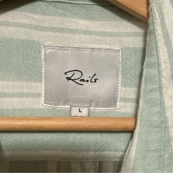EUC - Rails Juniper Stripe Charli Front Button Sheer Shirt - Size L - Picture 4 of 5